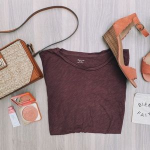 Madewell Short Sleeved Crew Neck Plum Tee Shirt